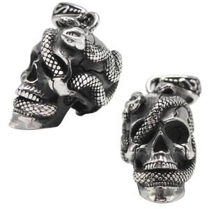Stainless Steel Skull Head with Snake Around Pendant SP-631